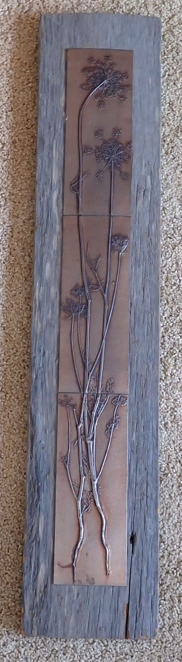 Briggs Getty Queen Ann's Lace Wall Art: Apprx 5 3/8" x 28" and mounted on 5/8" barnwood
