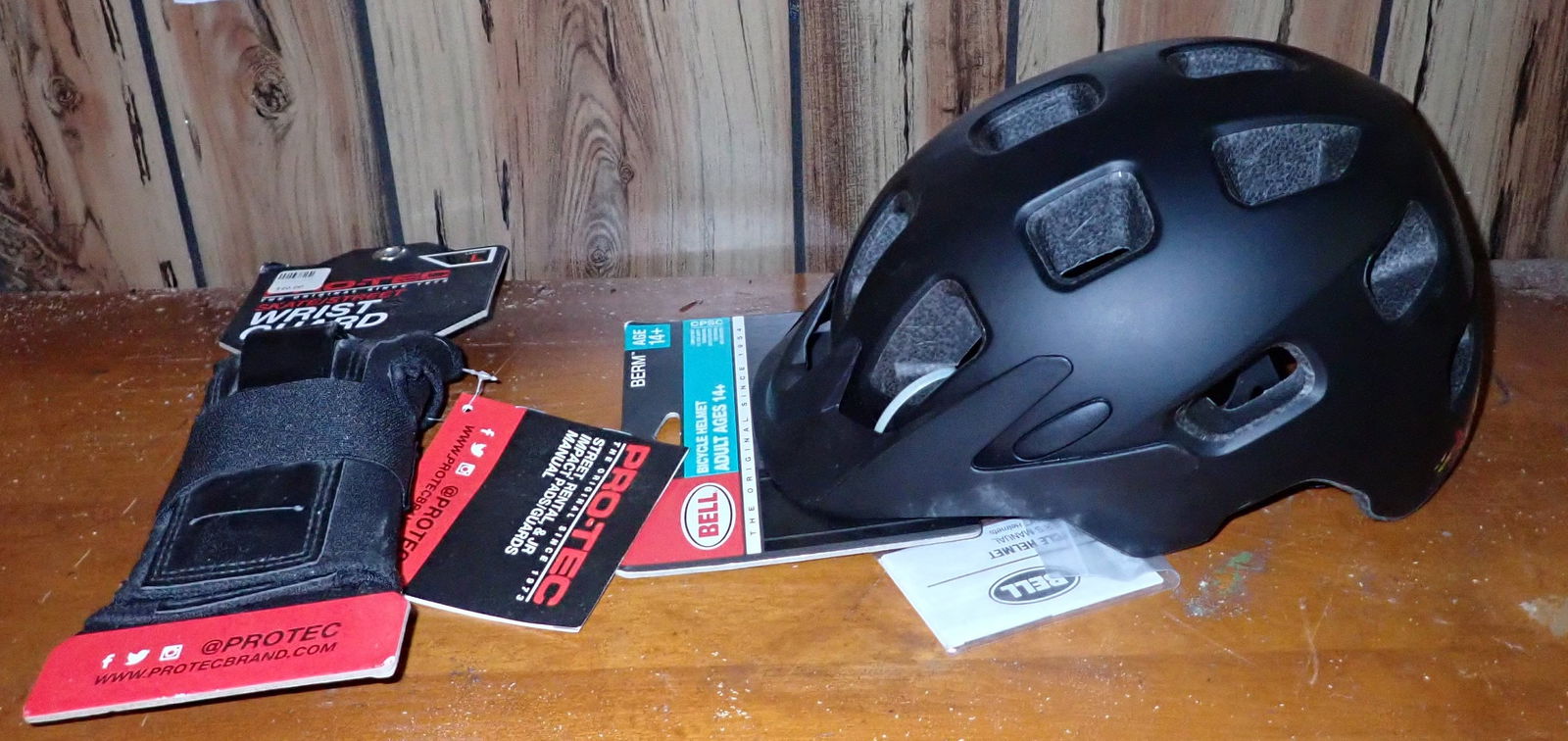 Bell Bicycle Helmet & Pro-Tec Wrist Guard (1 of 3)