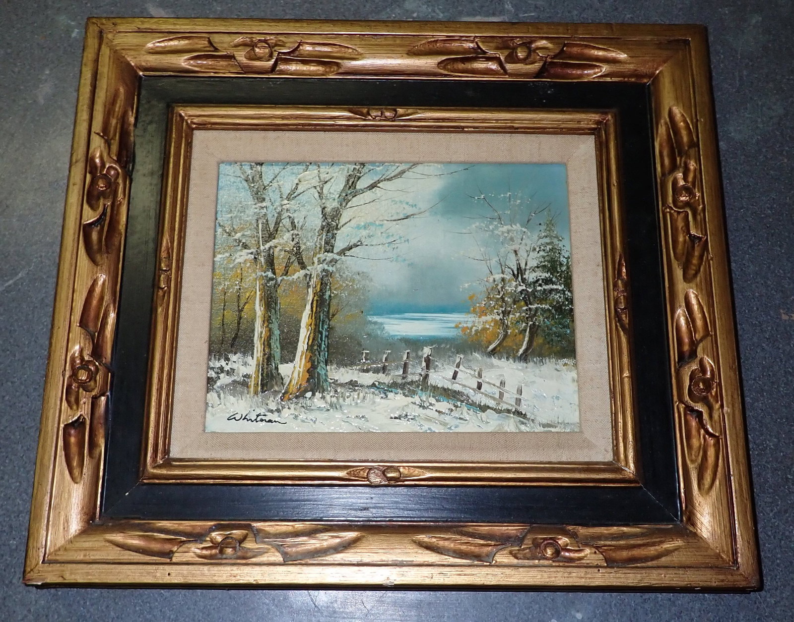 Whitman Oil on Board Painting: Approx 15" x 17". If shipping is needed, contact UPS Store 5528 to get a quote before bidding