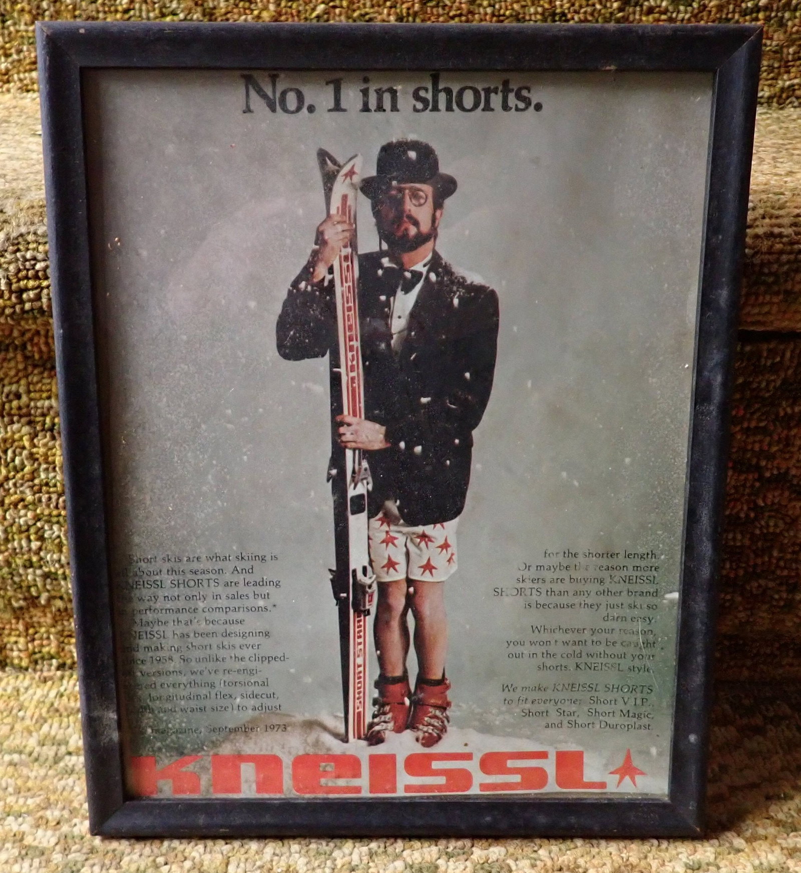 Kneissl Short Skies Framed Advertisement: Approx 8 3/4" x 10 3/4"