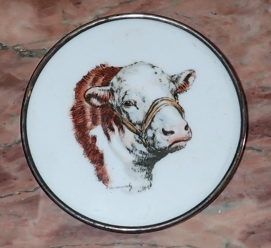 Hand Painted F Vasmansky Hereford Cow Wall Hanging (1 of 3)
