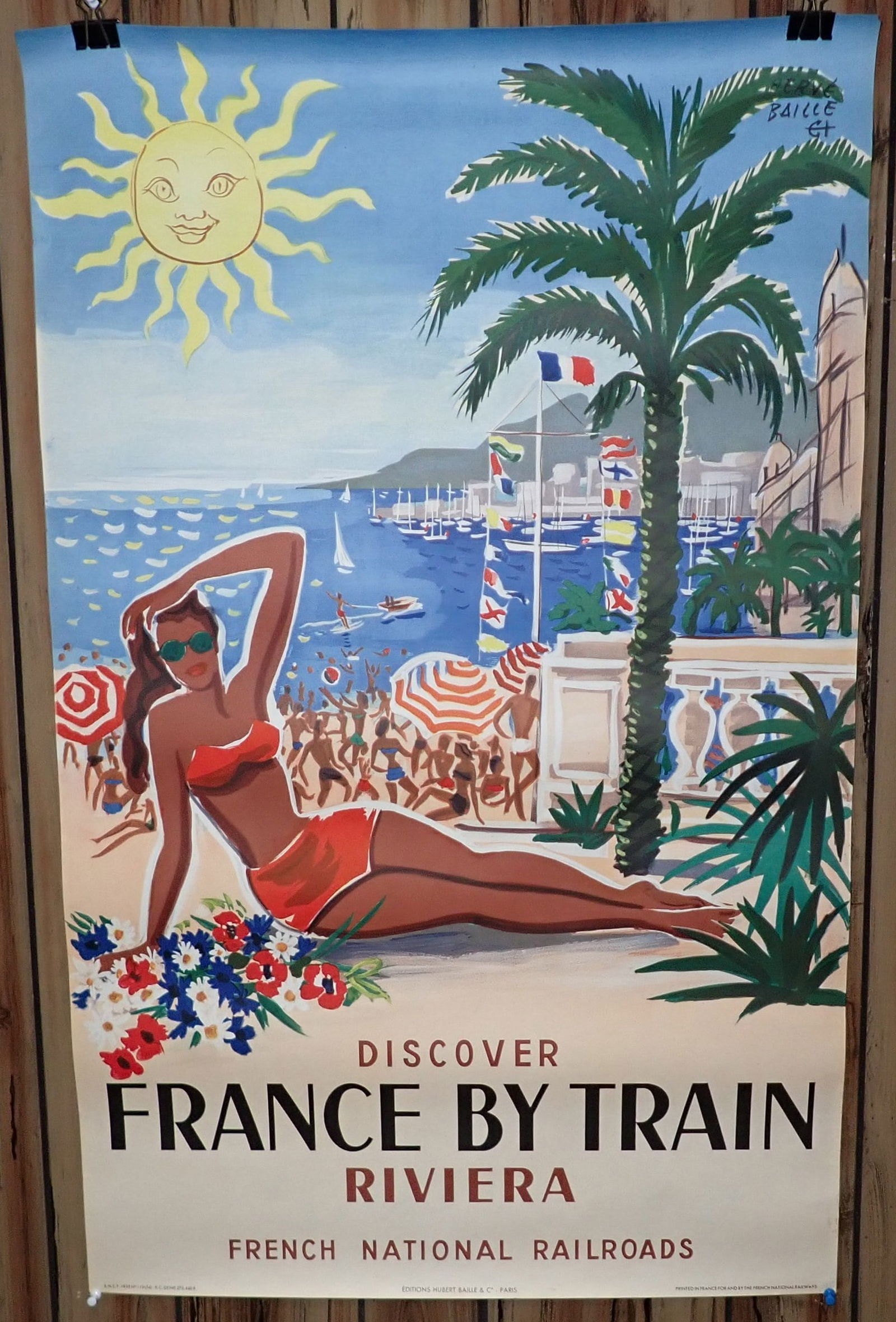 1955 Herve Baille France By Train Riviera Poster (1 of 7)
