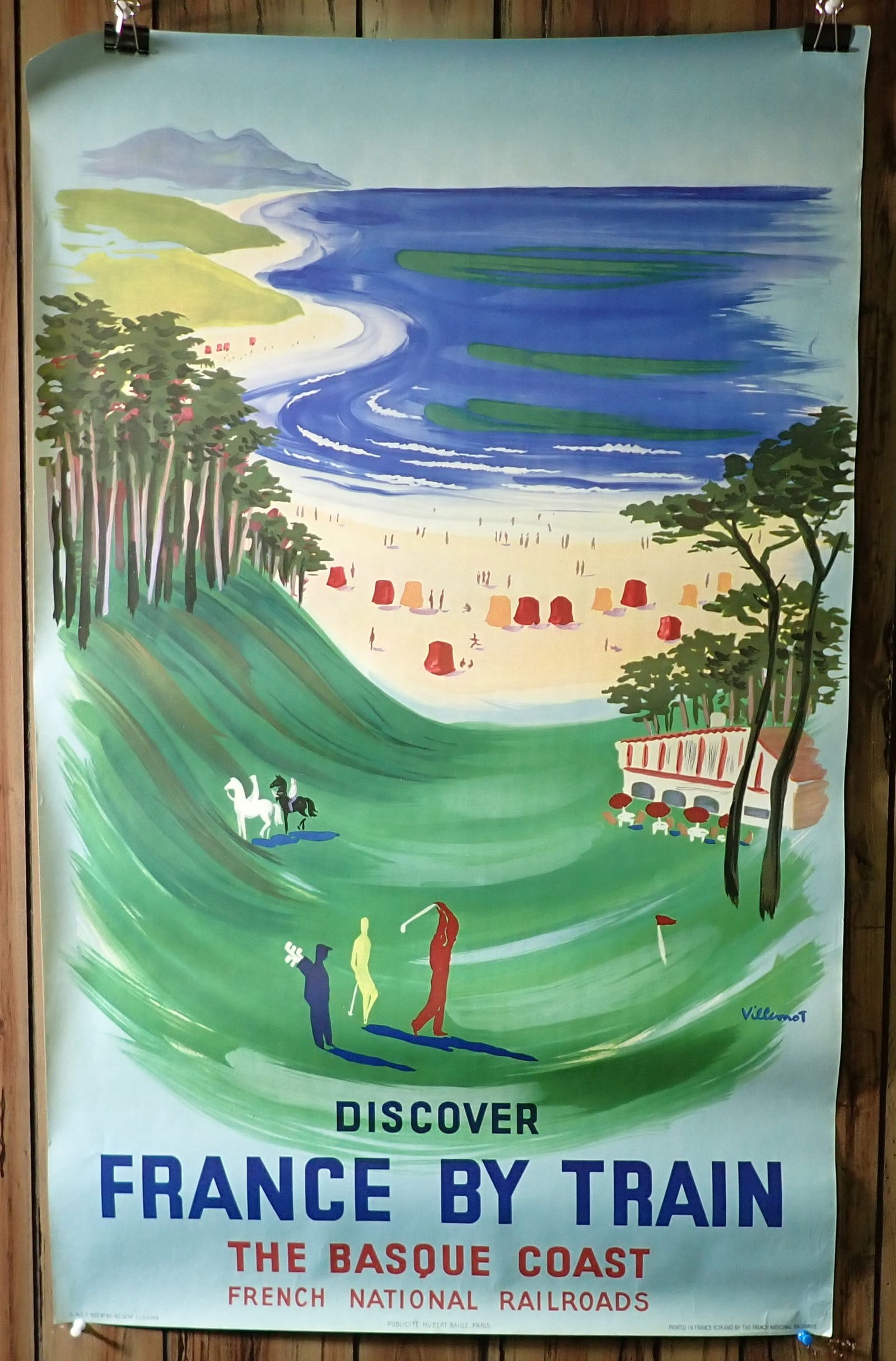 1957 Bernard Villemot France By Train Basque Coast Poster (1 of 5)