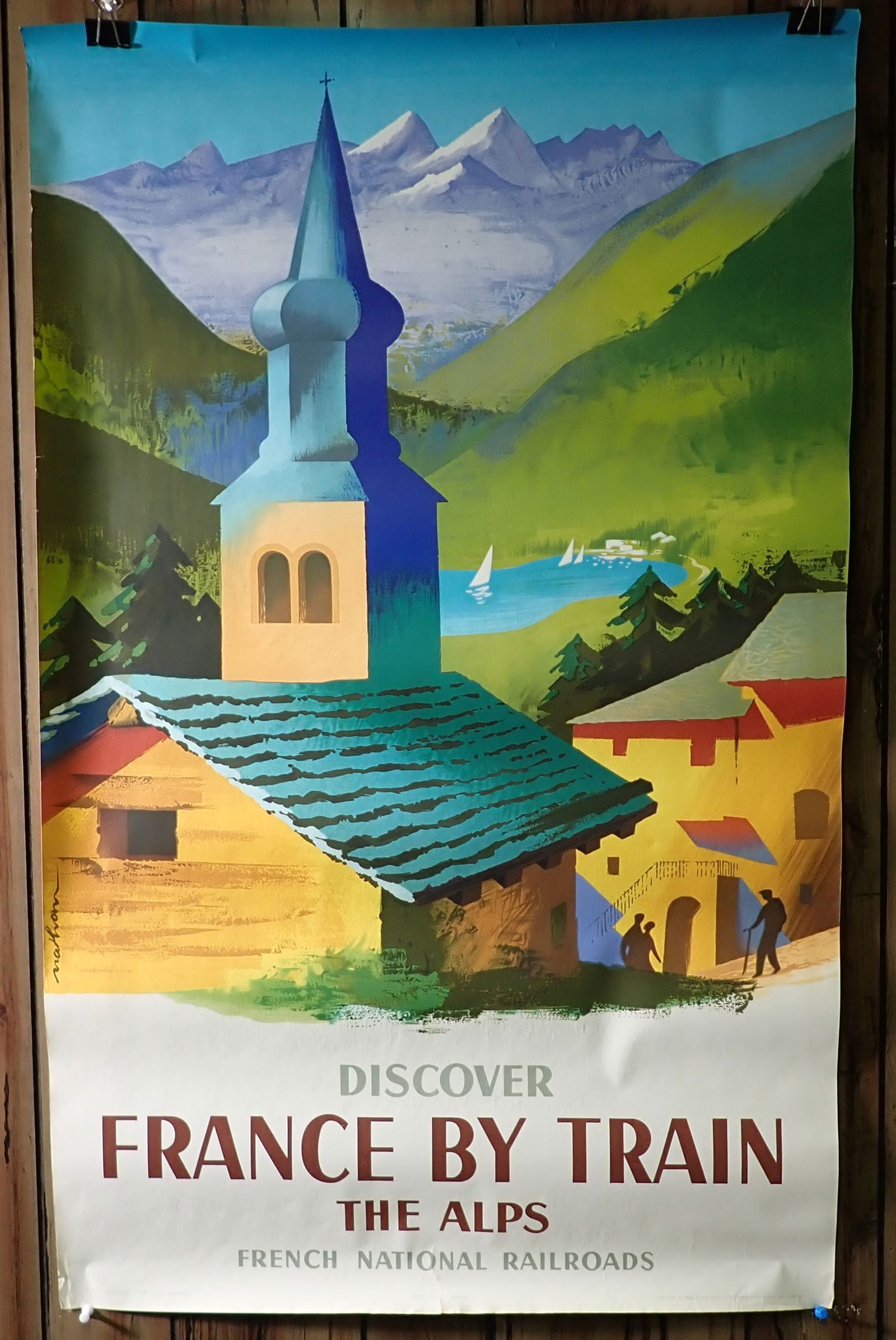 1958 Nathan Garamond France By Train Alps Poster (1 of 3)