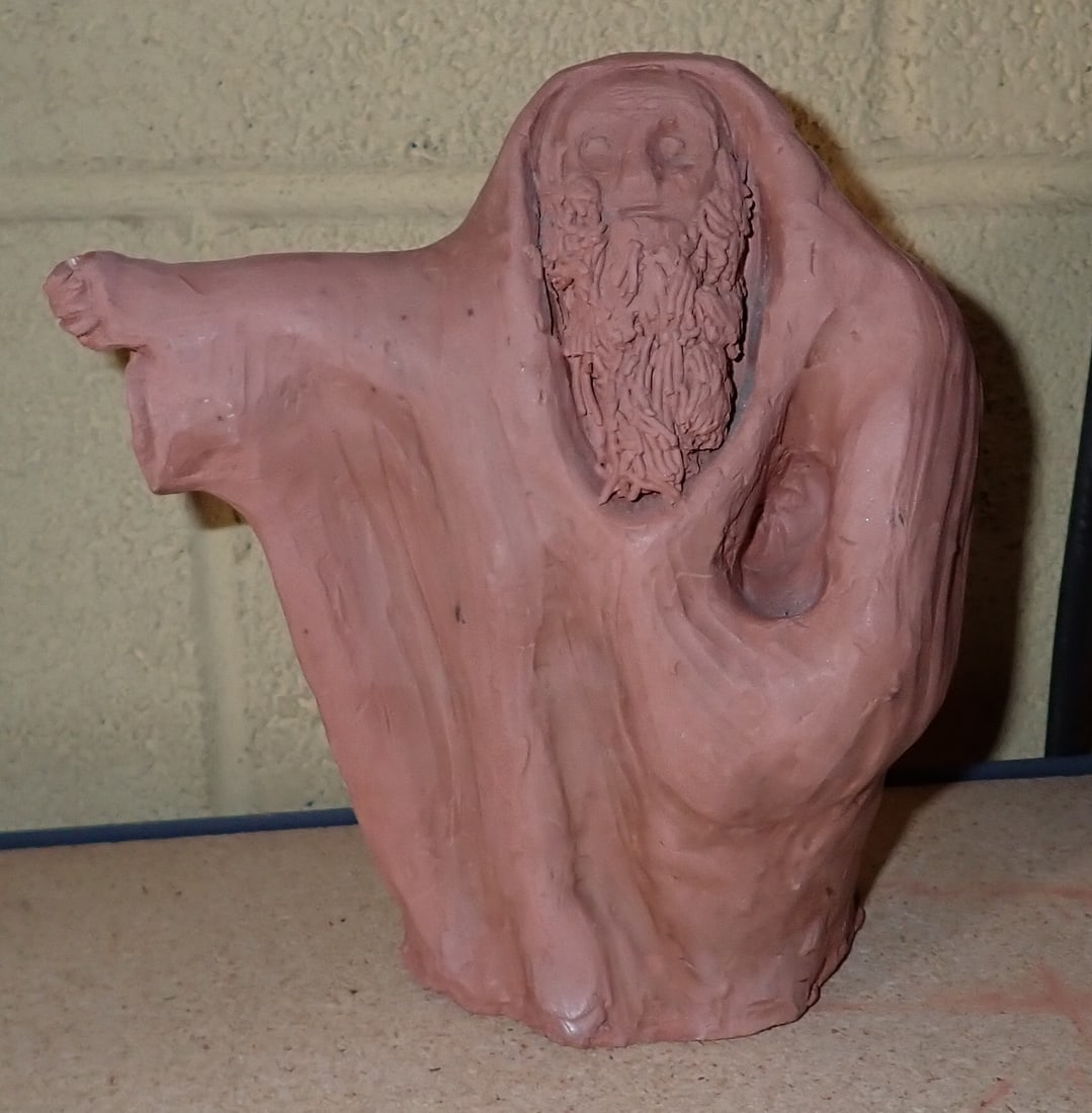 Clay Sculpture: Approx 8 1/4" tall