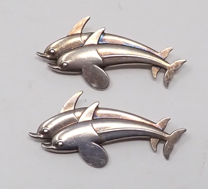 2 Georg Jensen Sterling Silver Dolphin Brooches (1 of 3)