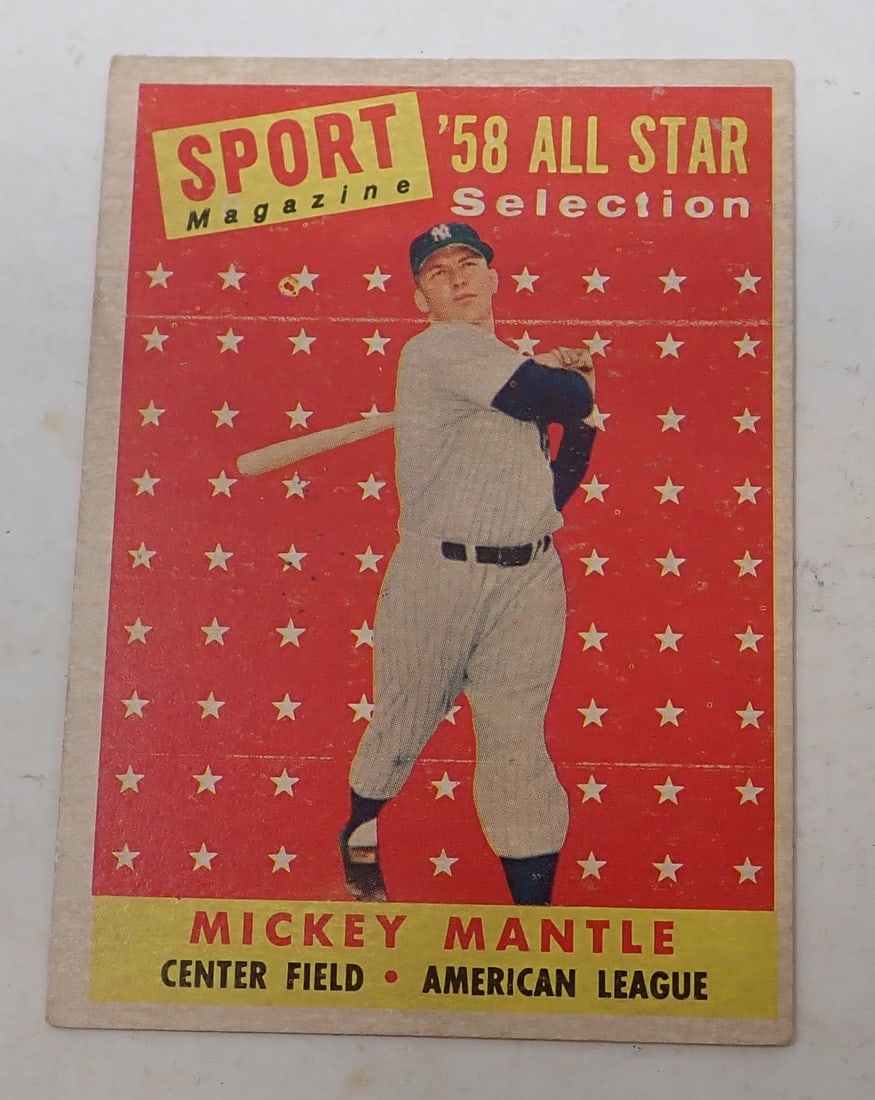 1958 Topps All Star Mickey Mantle Baseball Card (1 of 2)