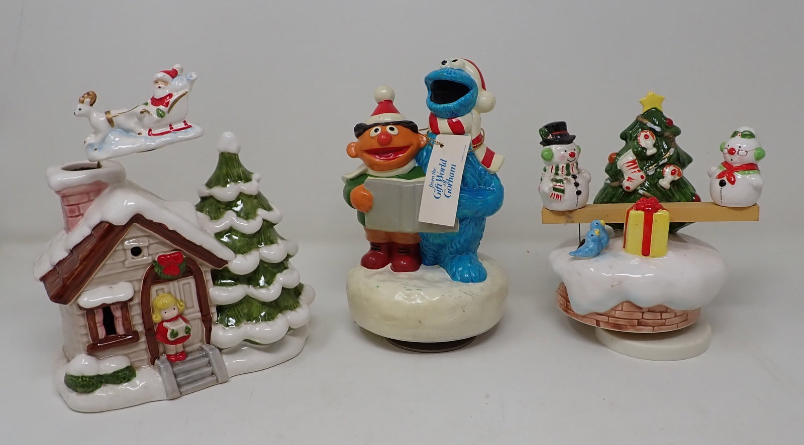 1982 Gorham Muppets Snow Playmates Music Boxes: Tallest is apprx 7 1/2" tall.