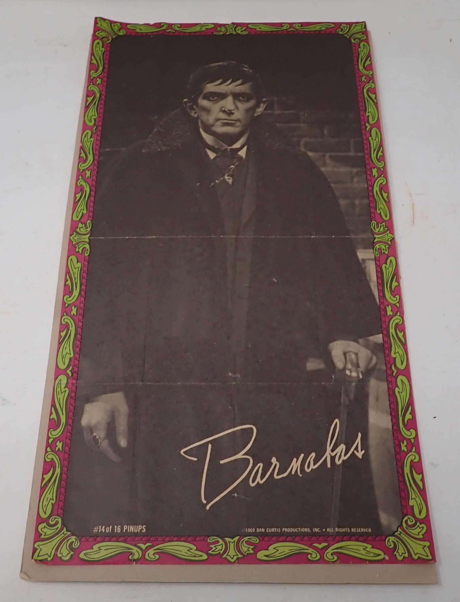1969 Dan Curtis Barnabas Poster / Pin Up: Apprx 9 1/2" x 18 1/2"