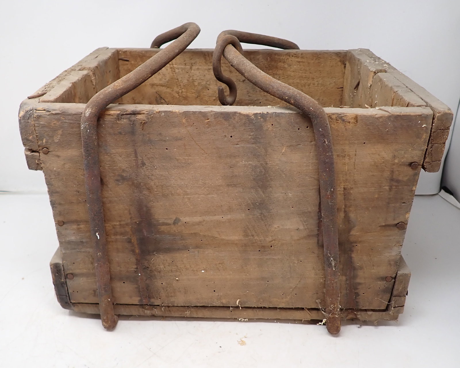 Miners Style Wooden Box: Approx 10 3/4" x 14" x 9 1/2" tall.