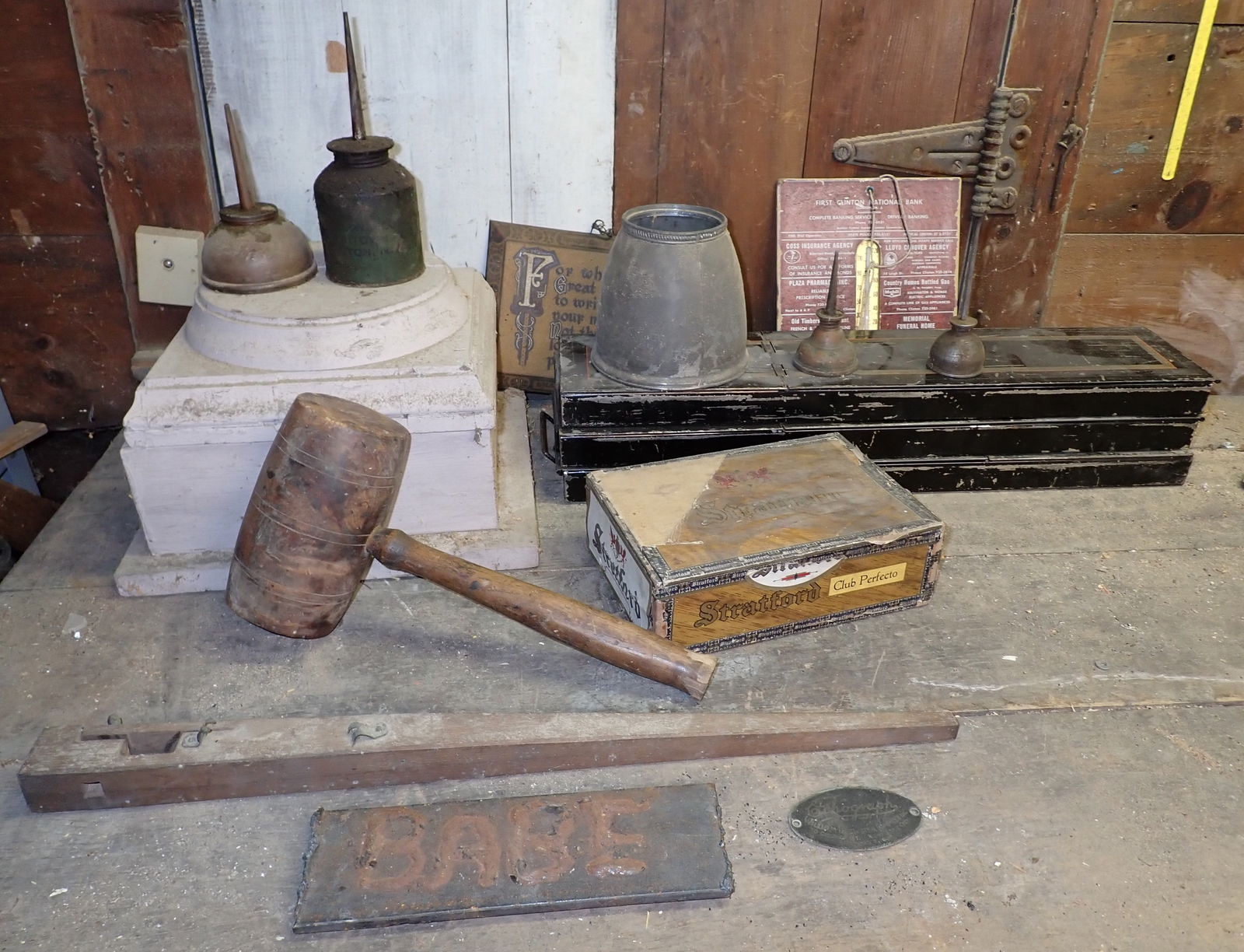 Safety Deposit Boxes Oil Cans Wooden Mallet & Misc (1 of 6)