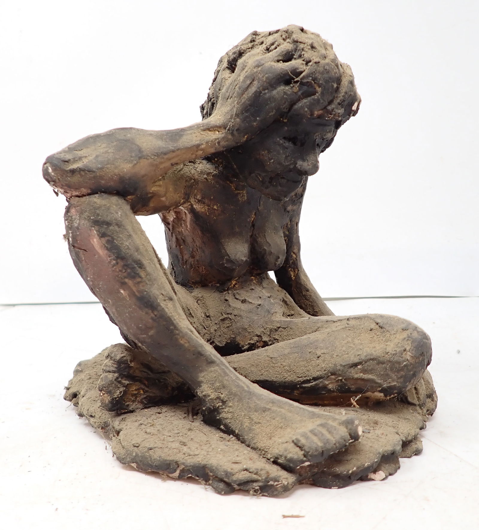 Nude Clay Sculpture: Approx 7" tall.