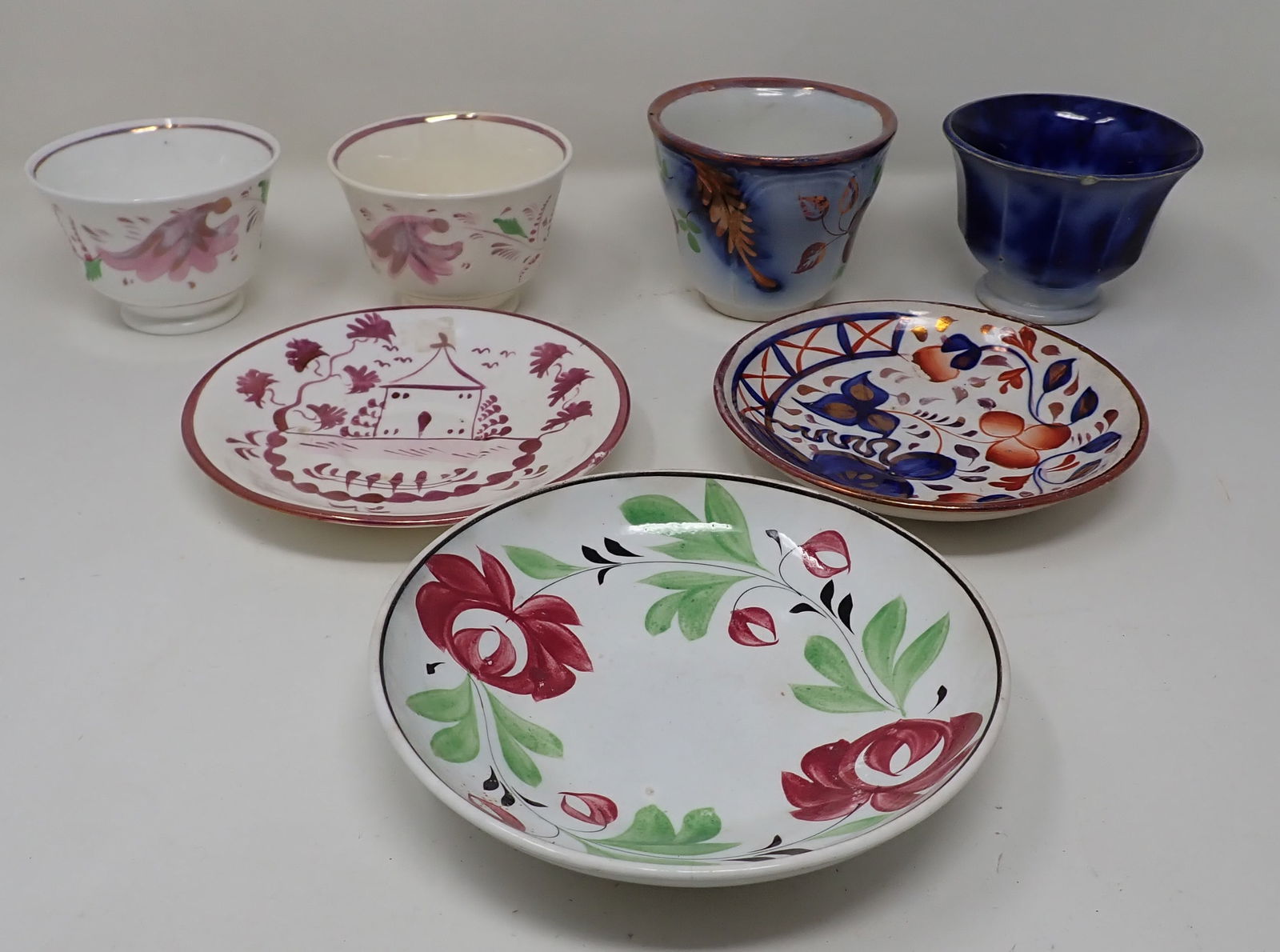 Pink Luster Flow Blue Cups & Plates (1 of 6)