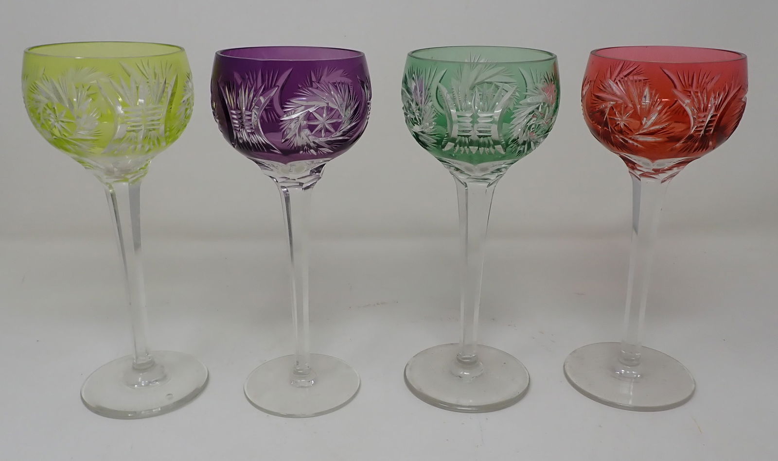 4 Cut to Clear Goblets: Apprx 3" in diameter and 7 1/2" tall.