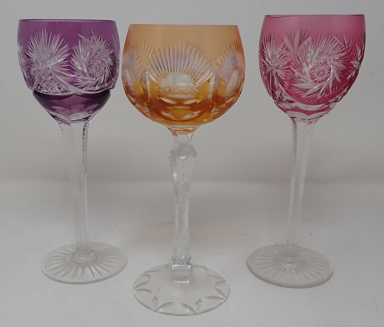 3 Cut to Clear Goblets: Approx 8" tall