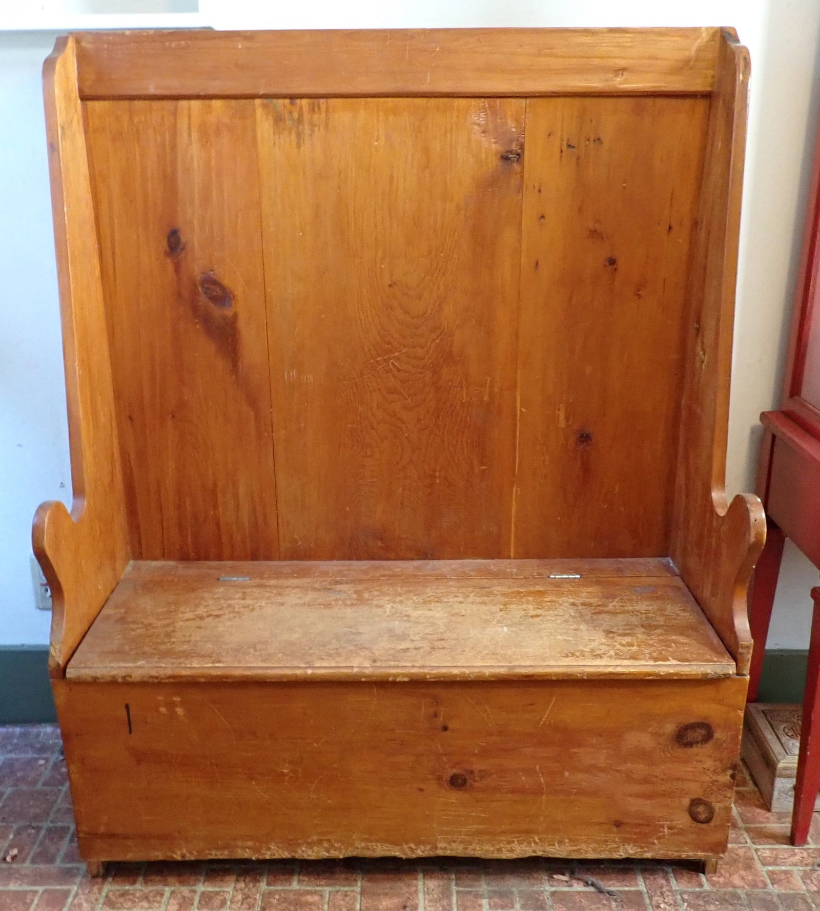 Settle Bench: Approx 16" x 40" x 50" tall. NO SHIPPING ! Bring help to remove !