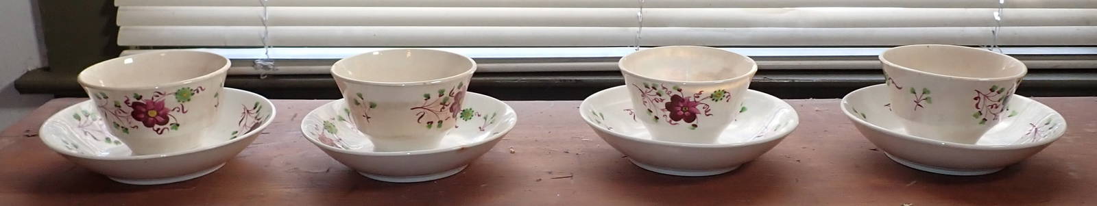 Minton Cups & Saucers: Cups are approx 3 1/2" in diameter and 2 3/8" tall.