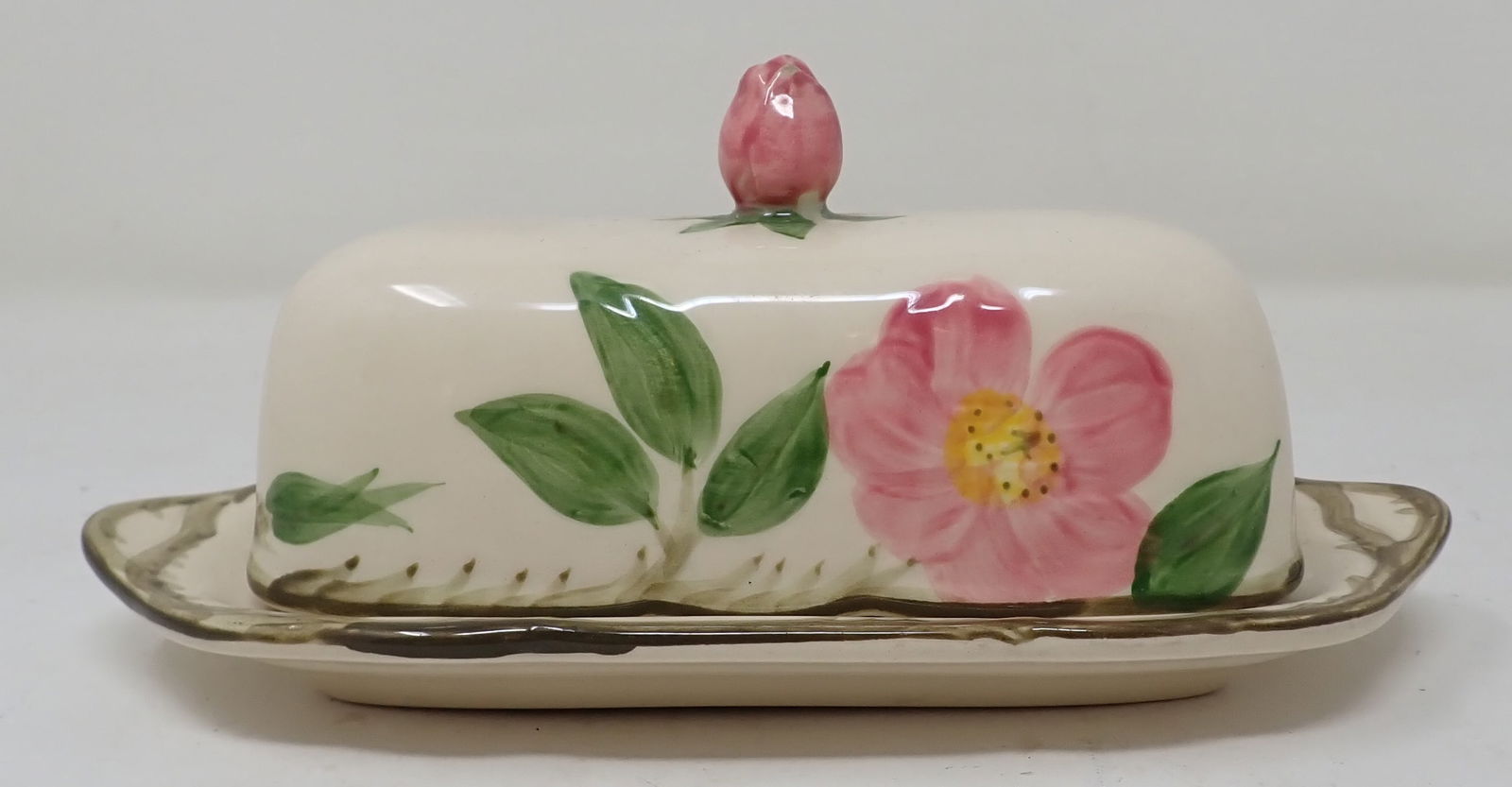 Franciscan Earthenware Butter Dish Desert Rose (1 of 3)