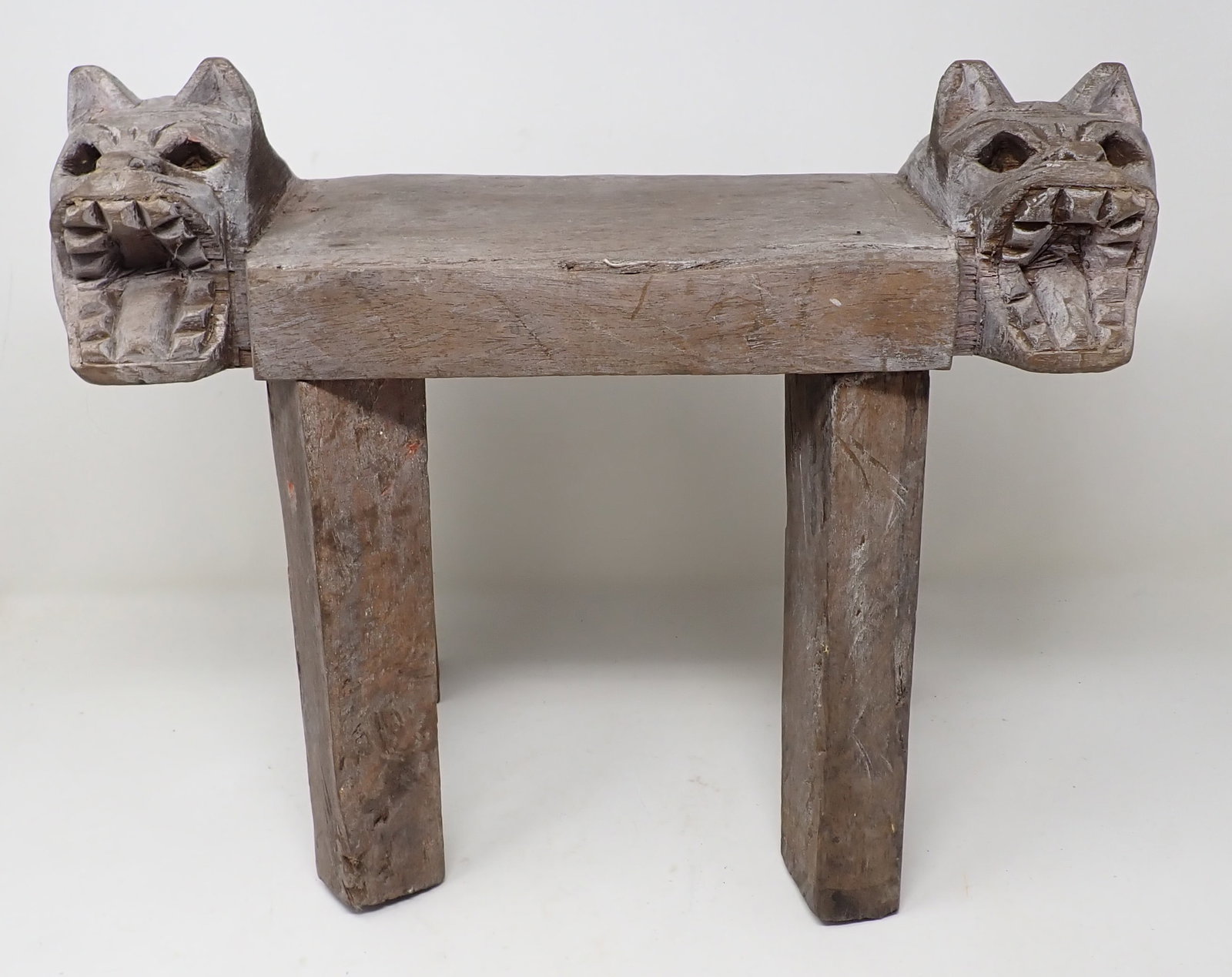 Chinese Jaguar Heads Foot Stool: Apprx 6 1/2" x 15" x 12 1/2" tall.