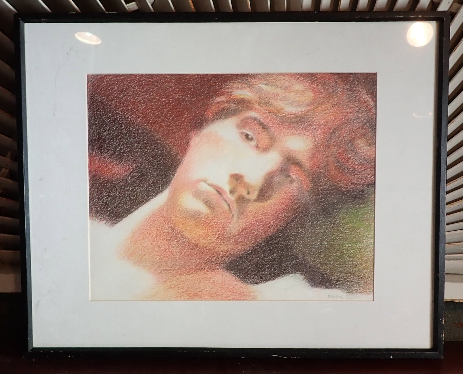1991 Barnette Pastel Portrait: Approx 16 3/4" x 20 3/4". If shipping is needed, contact UPS Store 5528 to get a shipping quote before bidding