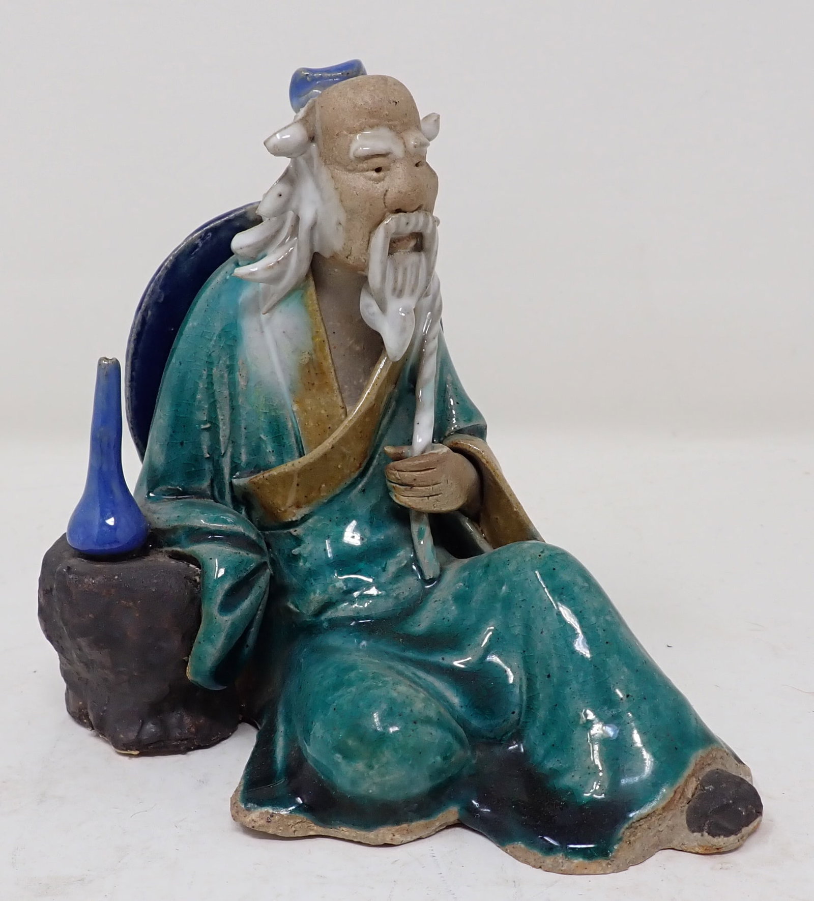 Chinese Mudman w/ Vase: Approx 4" tall