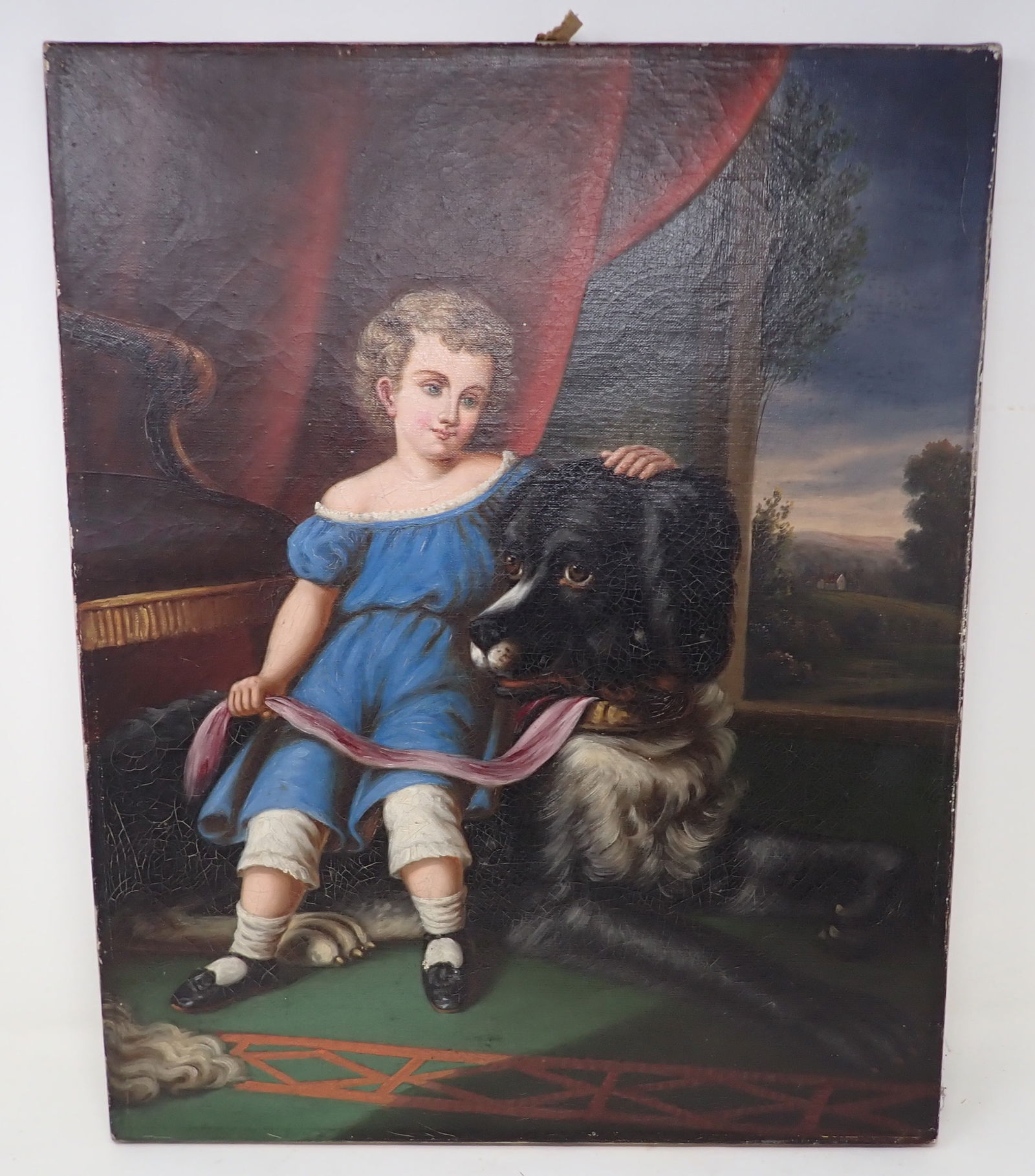 Little Girl & Dog Oil on Canvas Painting (1 of 4)