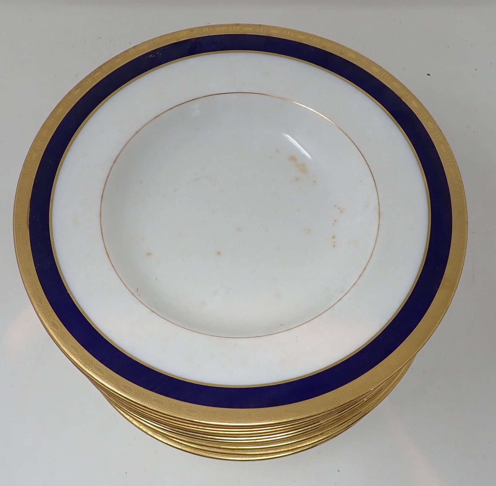12 Mintons Bowls Coblat Blue & Gold: Apprx 9" in diameter.