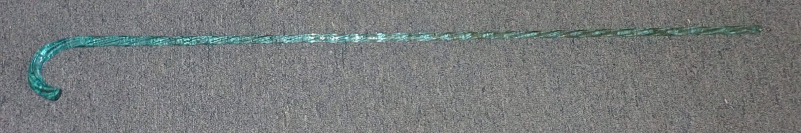 Aqua Glass Cane: Apprx 38 1/4" long and 5/8" in diameter at handle. If shipping is needed, contact UPS Store 5528 to get a quote before bidding