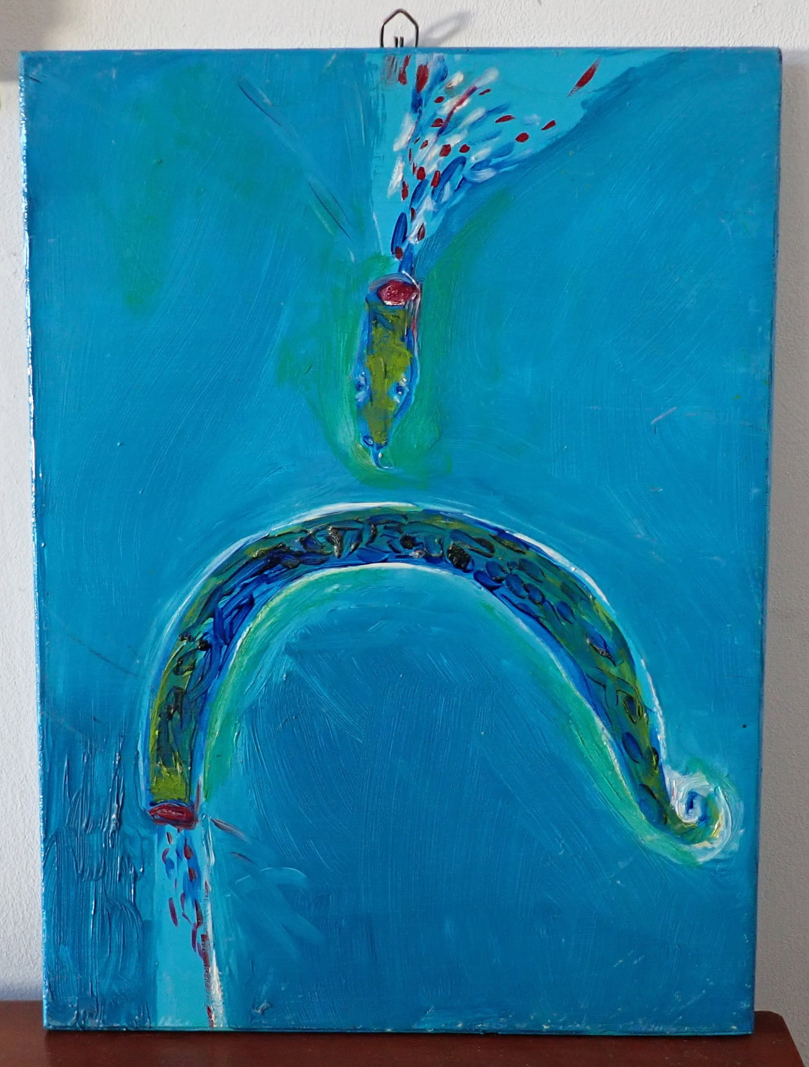 Snake Abstract Painting by. Angel Suarez Rosado: Oil on Board is approx 12" x 16"