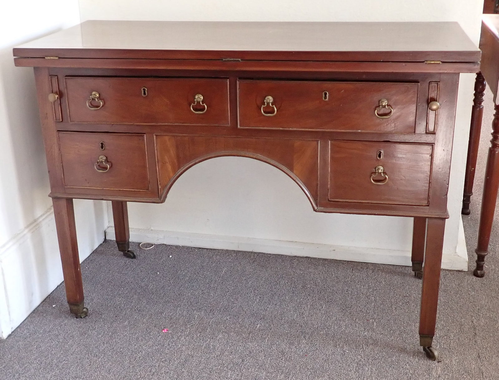 Leather Top Desk: Apprx 18" x 41 7/8" x 30 3/4" tall. No shipping ! Bring help to remove