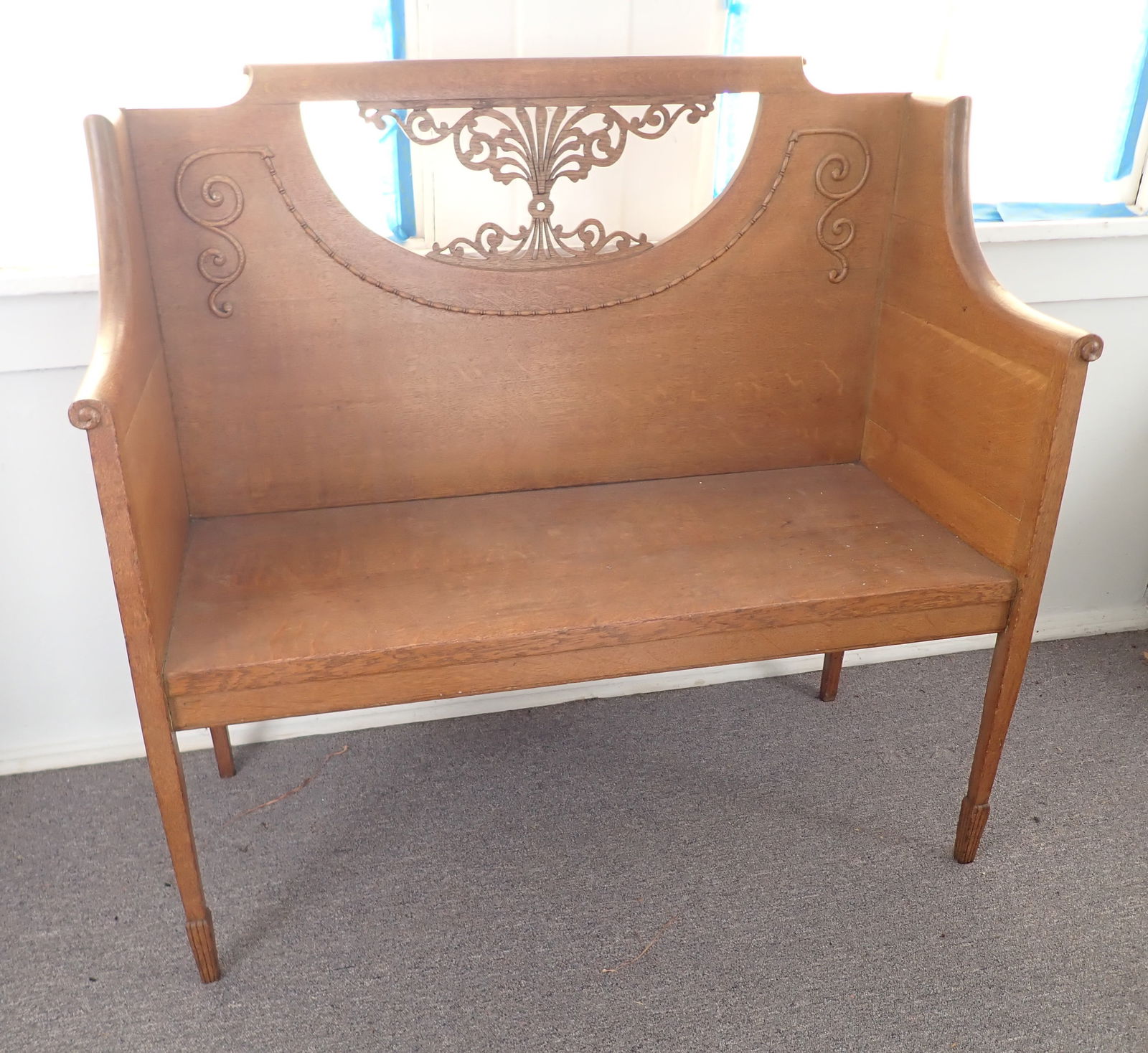 Unusual Oak Hall Bench (1 of 7)