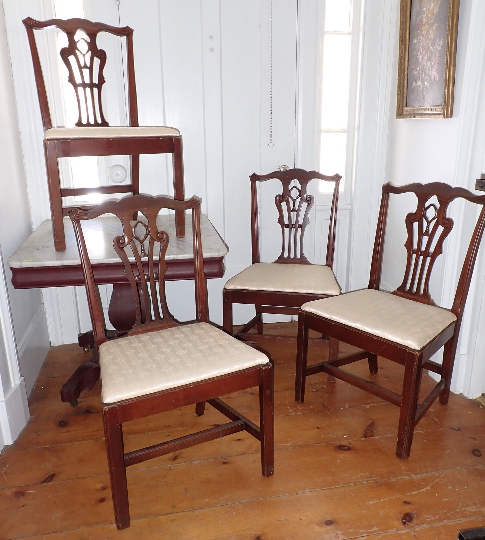 Set of 4 Chippendale Chairs: No shipping