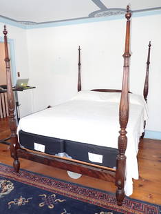 Queen Size 4 Poster Bed: Buyer to bring proper help and tools to take bed apart and remove from second floor. Mattress & Boxspring are included . No shipping