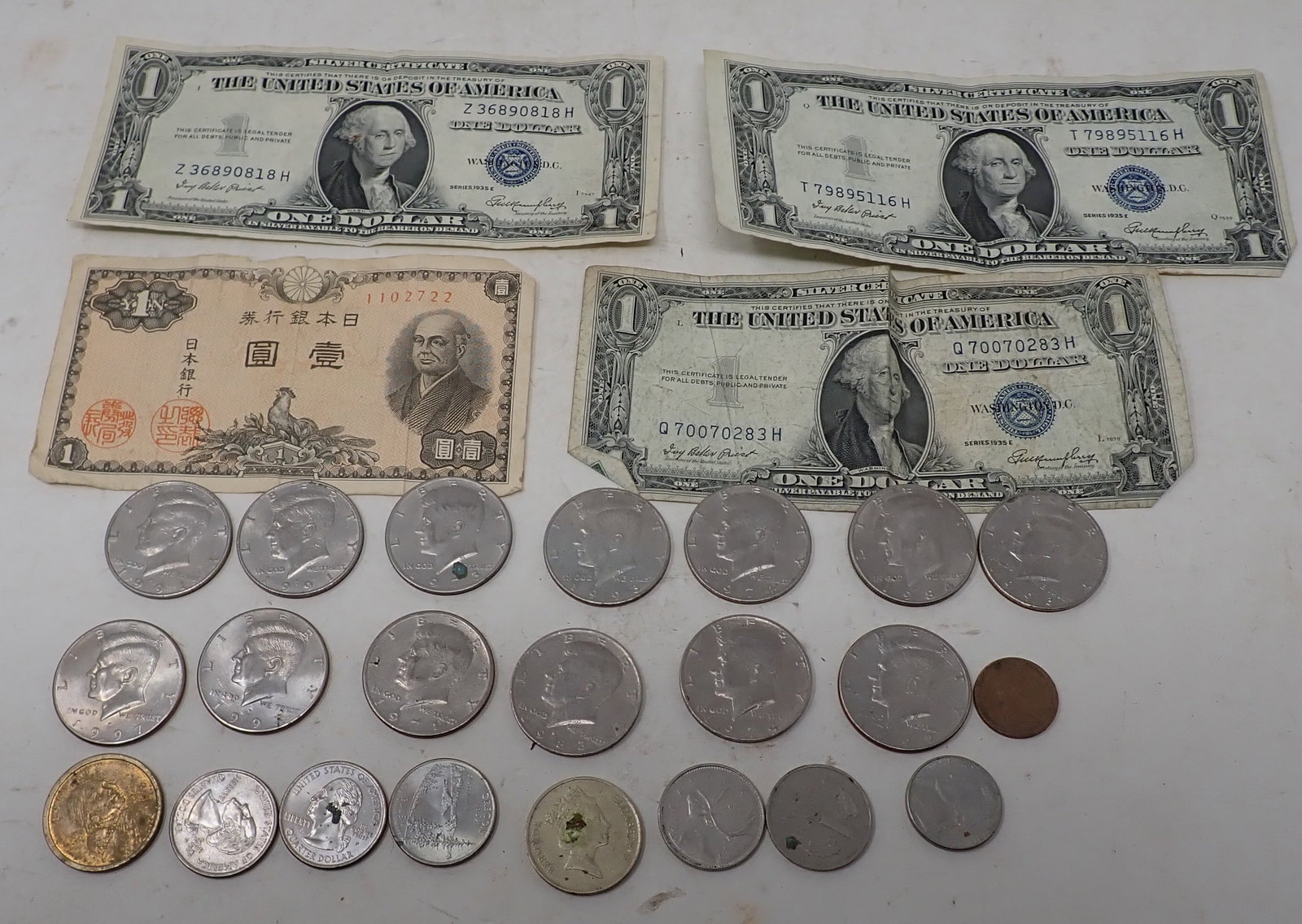Silver Certificates Kennedy Halves Japanese Money: Getting all pictured