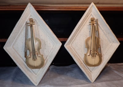 Chalkware Plaques w/ Violins