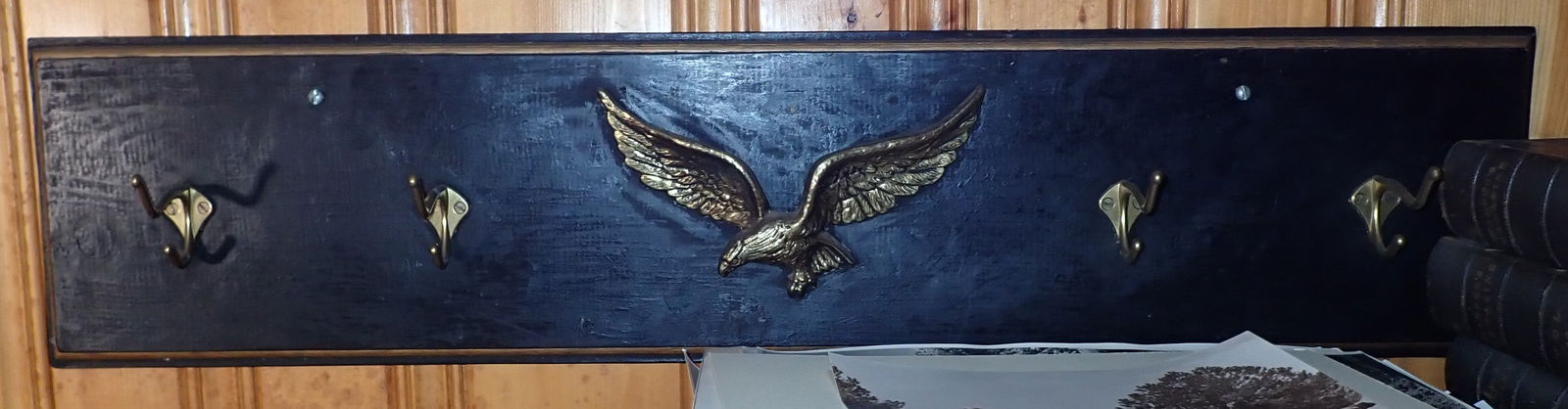 Eagle Coat Rack: Approx 8" x 35 1/2". Buyer responsible for bringing screwdriver to remove from wall. NO Shipping !