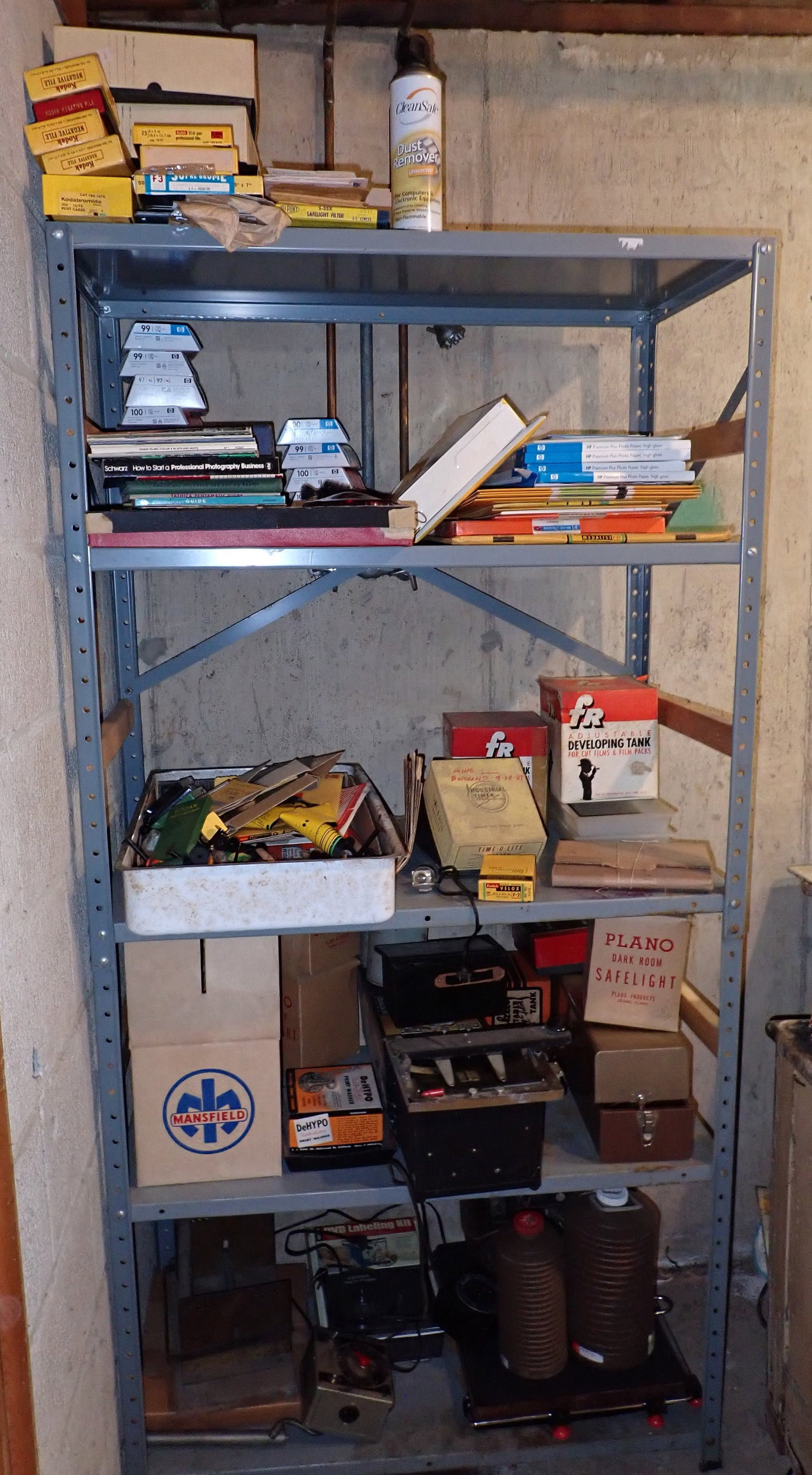Shelf Photography Supplies & Misc: Shelf is apprx 18" x 36" x 71 1/2". Take what you want and leave the rest. NO SHIPPING !