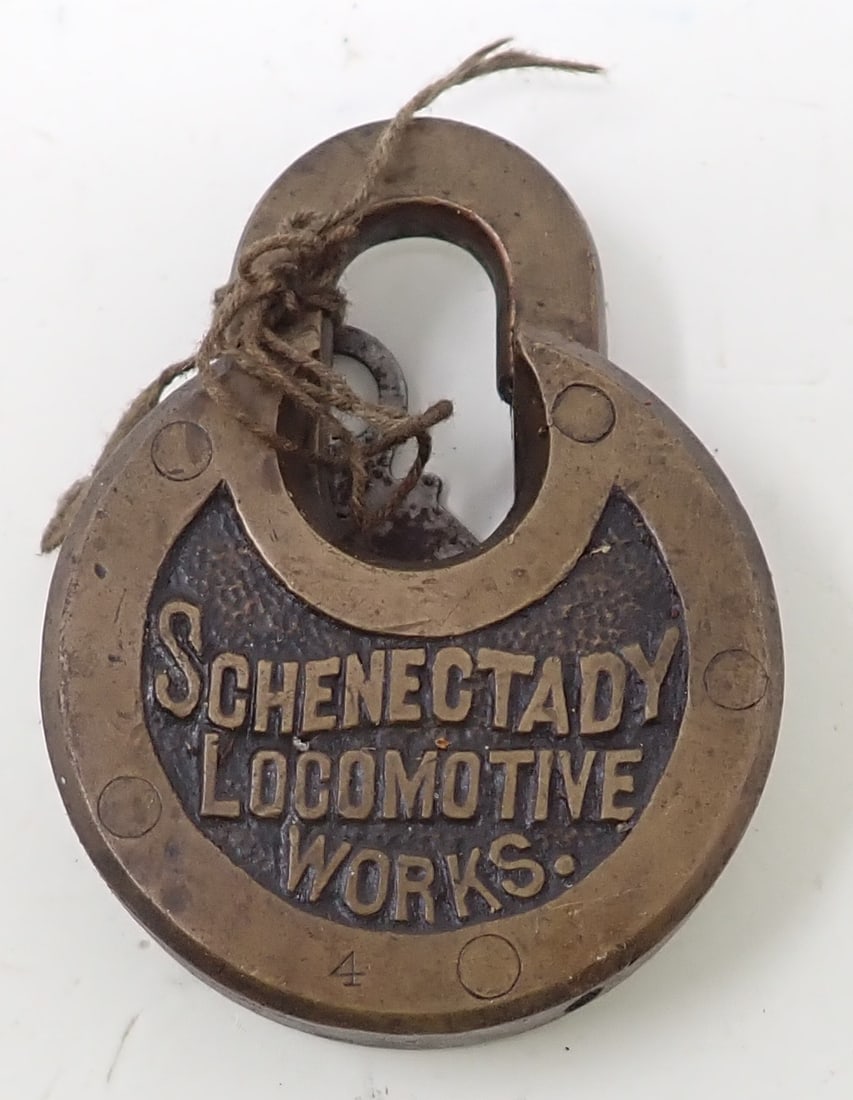 Schenectady Locomotive Brass Padlock Pancake Lock (1 of 5)