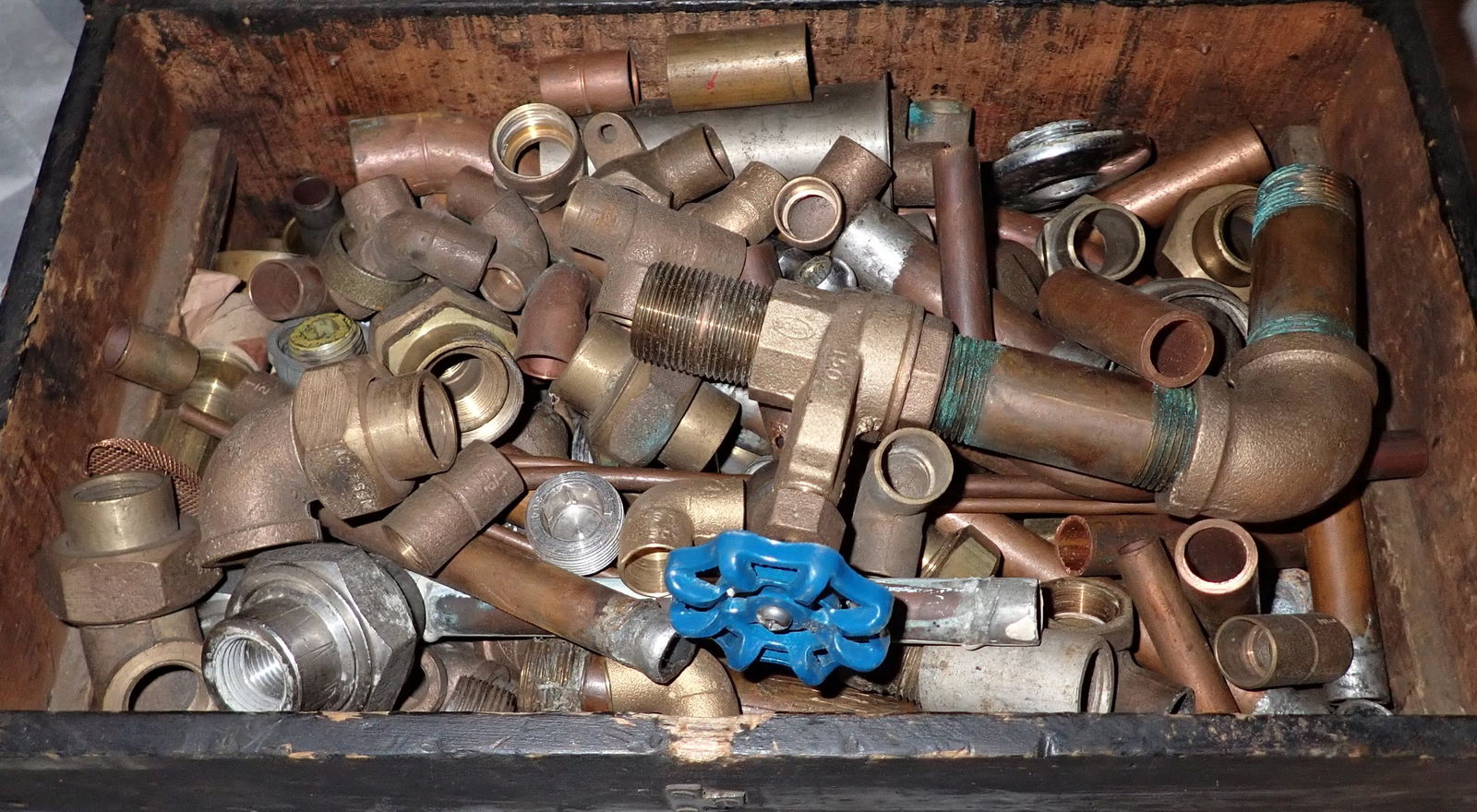 Scrap Brass & Copper in Wood Chest (1 of 4)