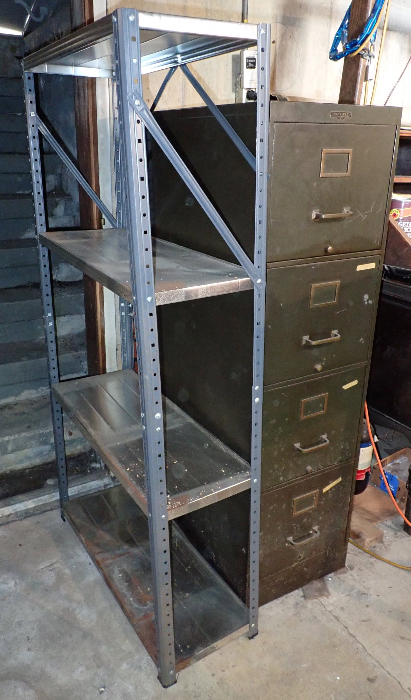 File Cabinet & Shelf: Shelf is approx 11 1/2" x 29 1/2" x 57 1/2". No shipping