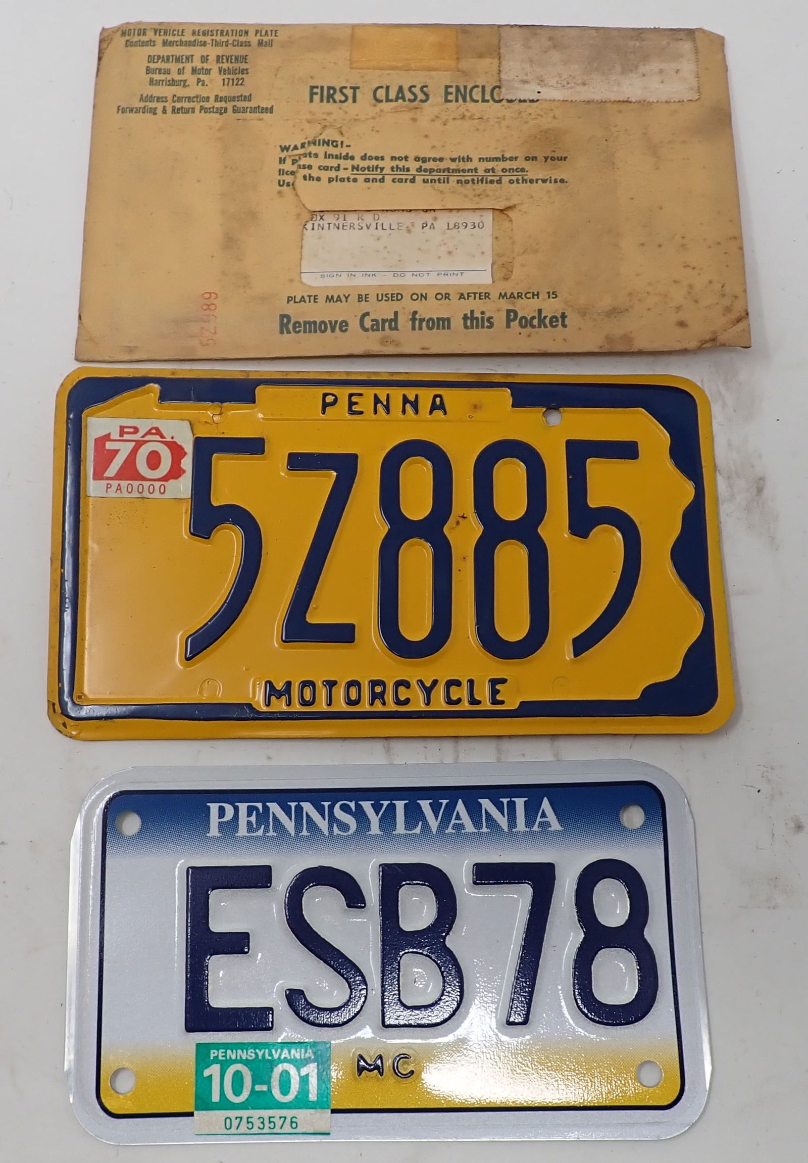 3 Pennsylvania Motorcycle License Plates Auction