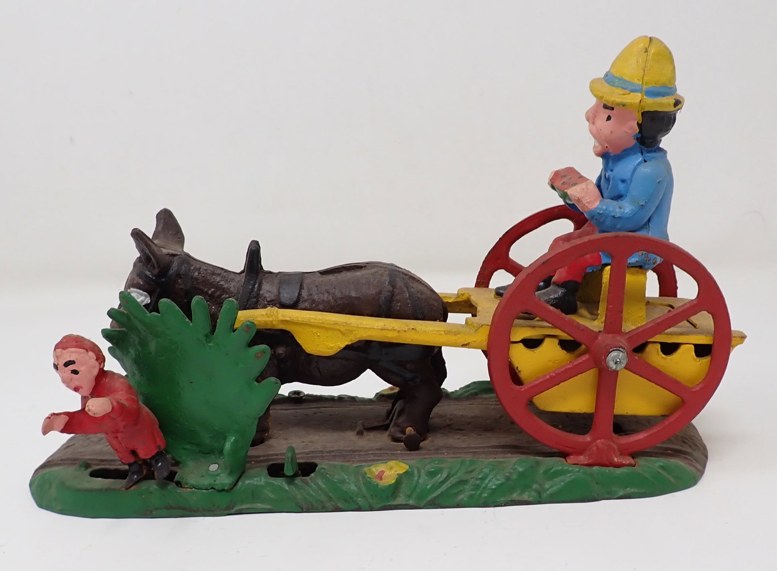 Bad Accident Cast Iron Mechanical Bank: Repro bank is Approx 10" long