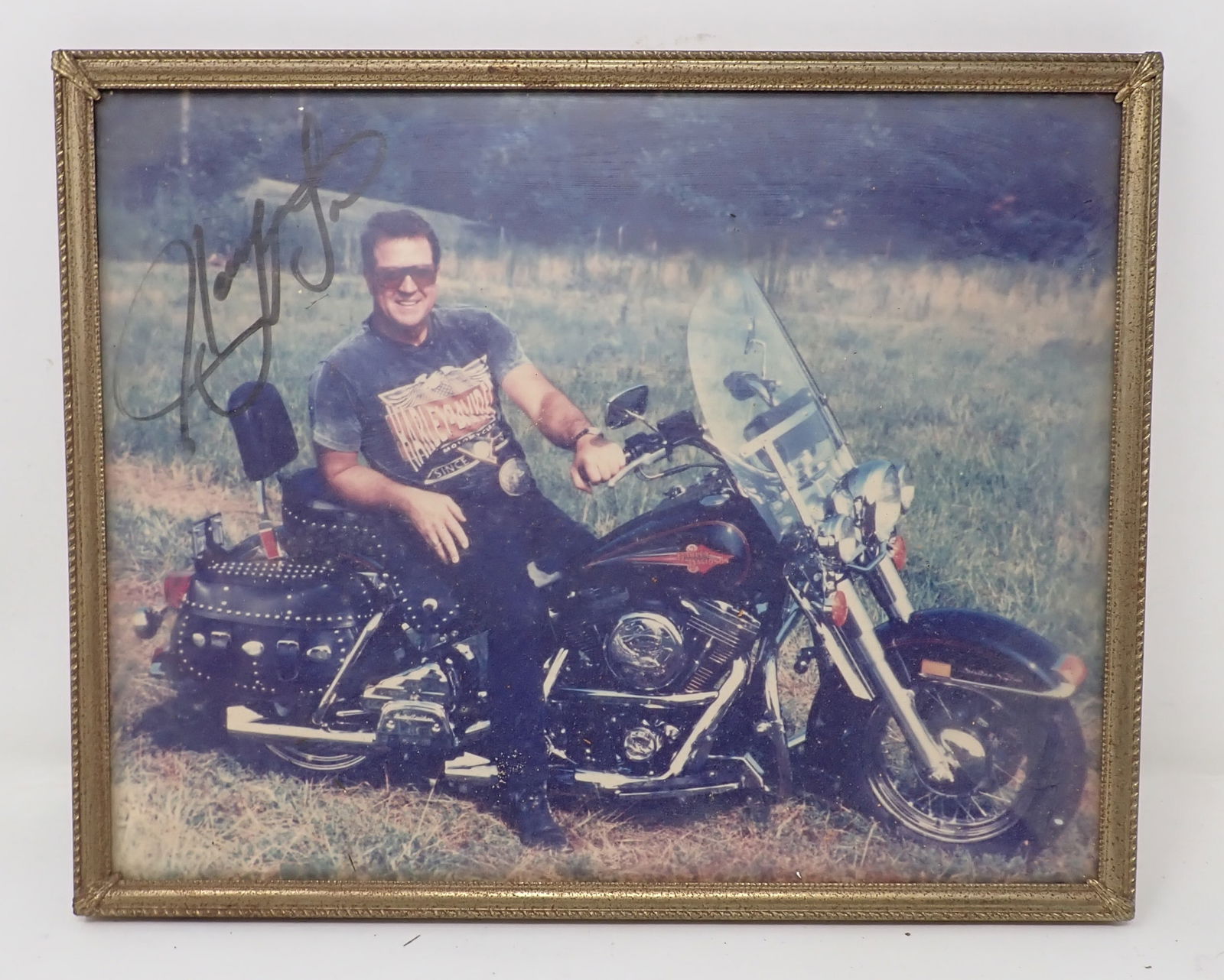 Autographed Harry Gant on Motorcycle Photo (1 of 2)