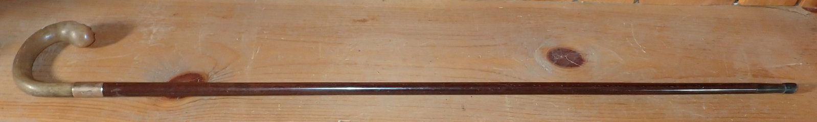 Cane w/ Monogrammed Gold Collar: Approx 36 1/8" long. Gold was not tested. Sold as pictured, with No guarantees