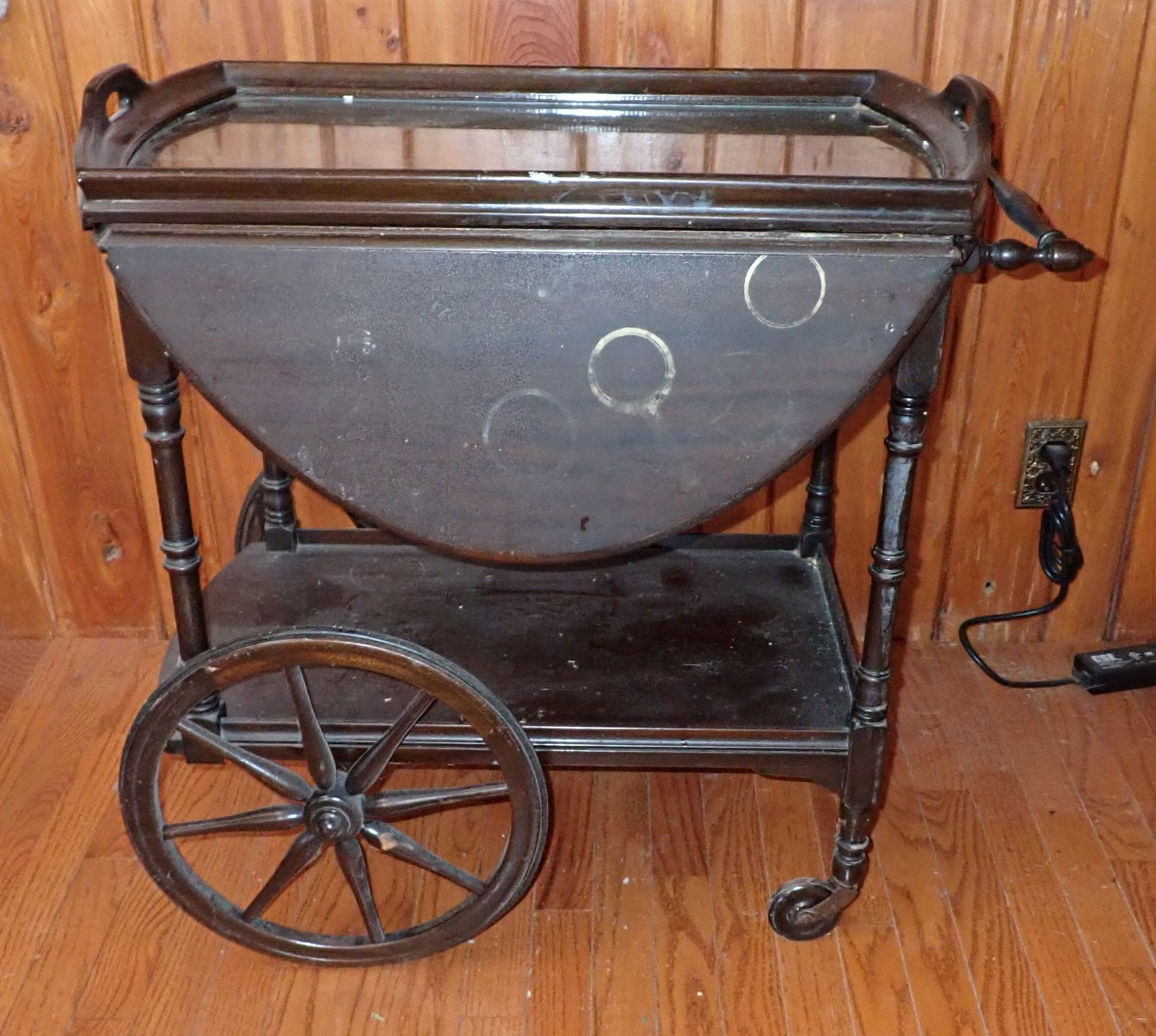 Tea Cart: Approx 17 1/2" x 30 1/2" x 29 1/2" tall. NO shipping !