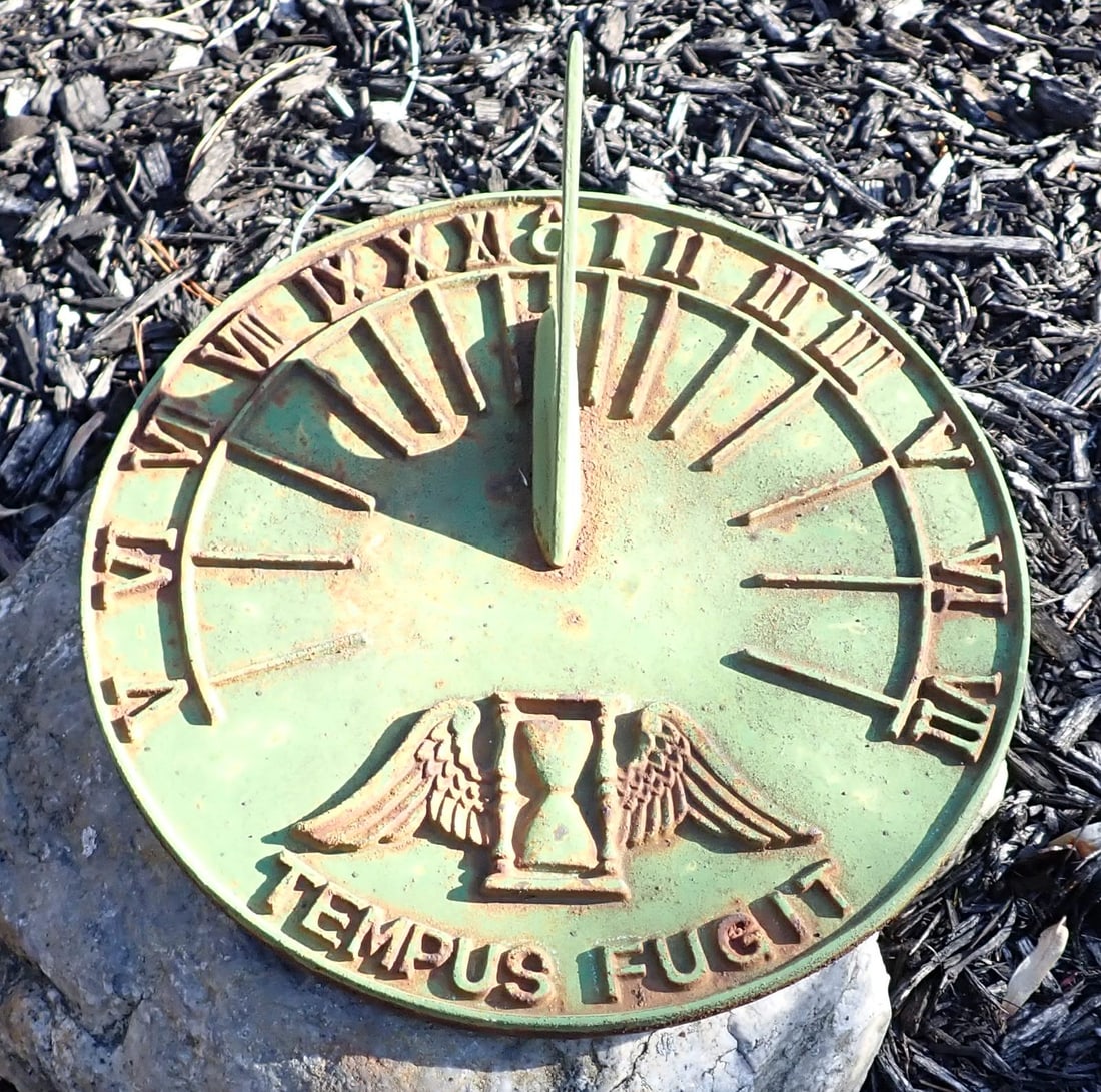 Tempus Fugit Sundial Flora & Fauna: Approx 9 1/2" in diameter