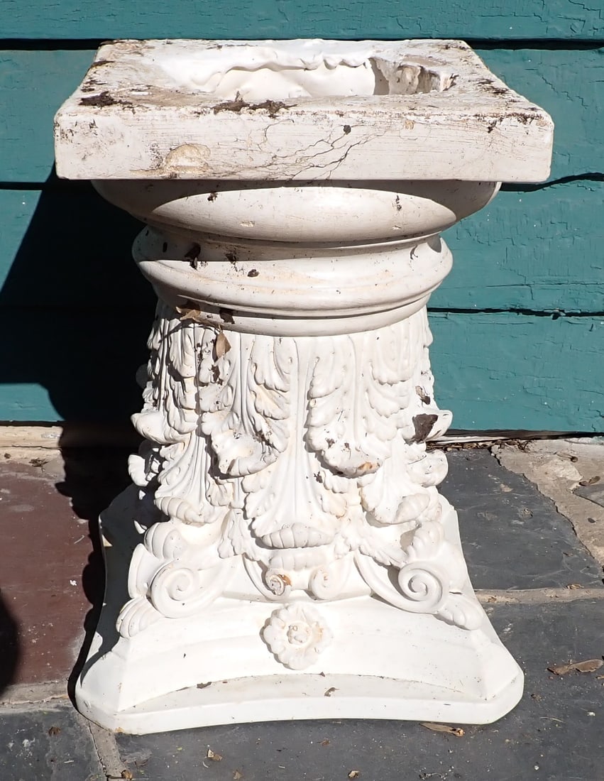 Plaster Pedestal: Approx 13" x 13" x 17 1/4" tall. NO SHIPPING !