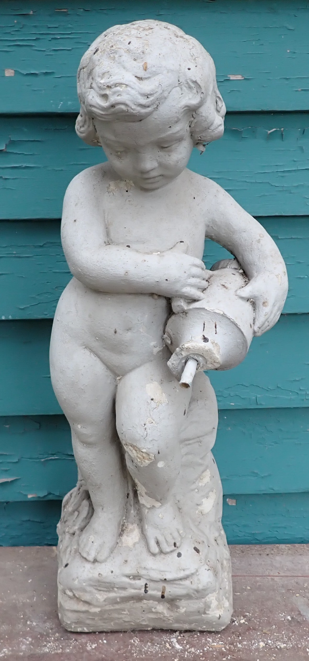 Concrete Cherub Fountain (1 of 3)