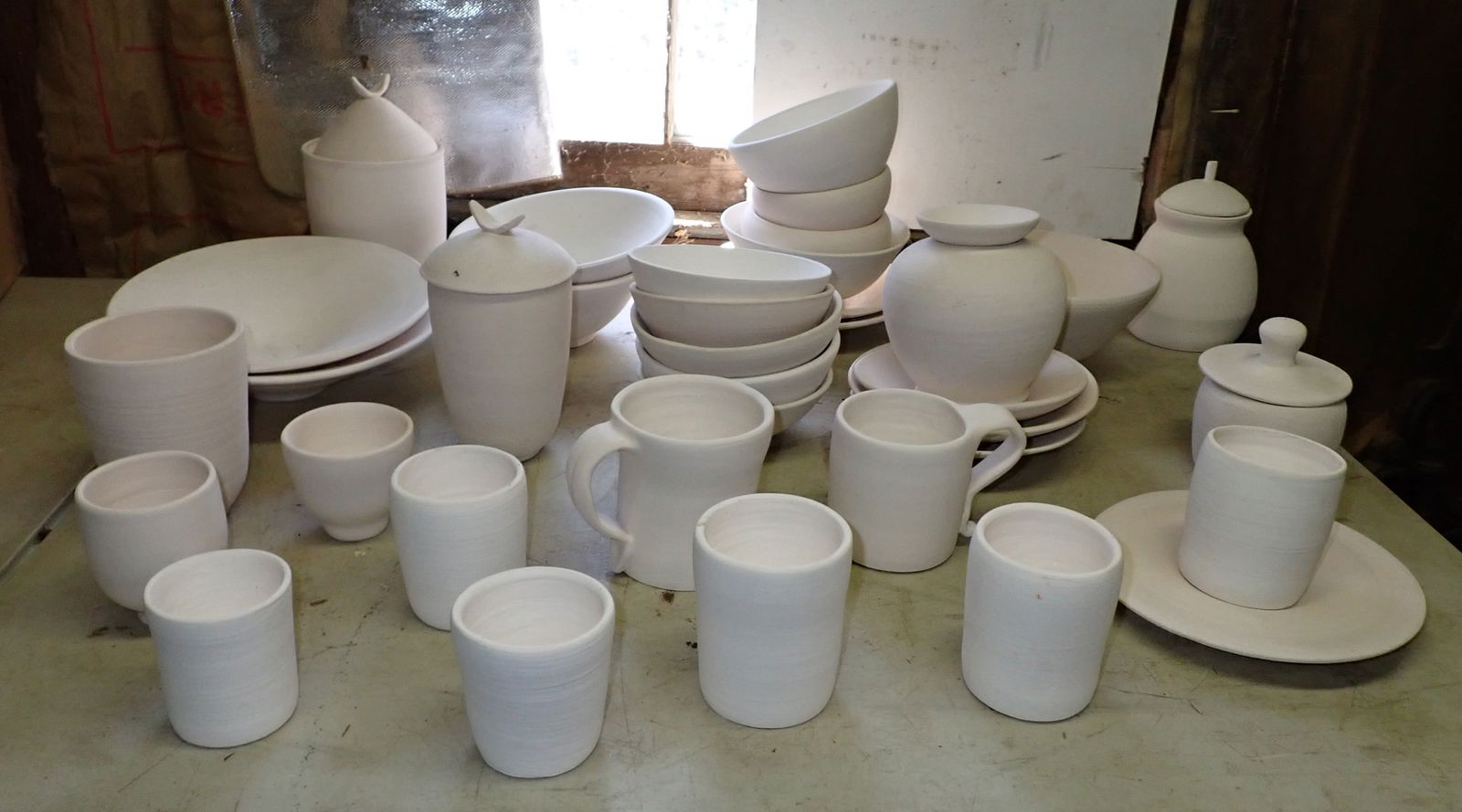 36pcs Wally Barnette Unglazed Pottery (1 of 6)