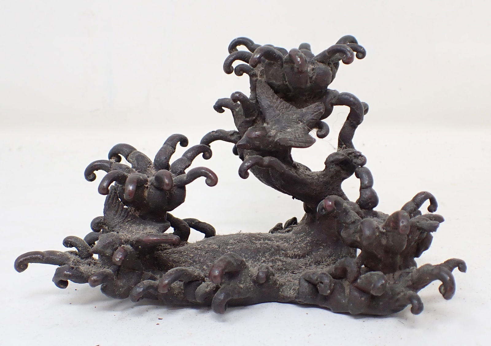 Bronze Japanese Sculpture: Approx 2 7/8" x 4 1/2" x 2 3/4" tall.
